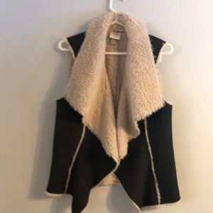 Brown cream suede fur vest